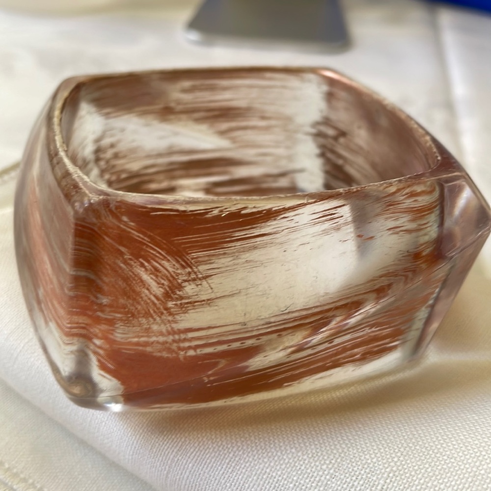 Large Lucite Wide Square Bangle Bracelet Clear Wi… - image 6